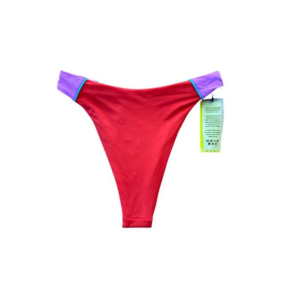 Oneone by Free People Allison Surf High Rise Cheeky Bikini Bottoms Red Size XS - Picture 5 of 7